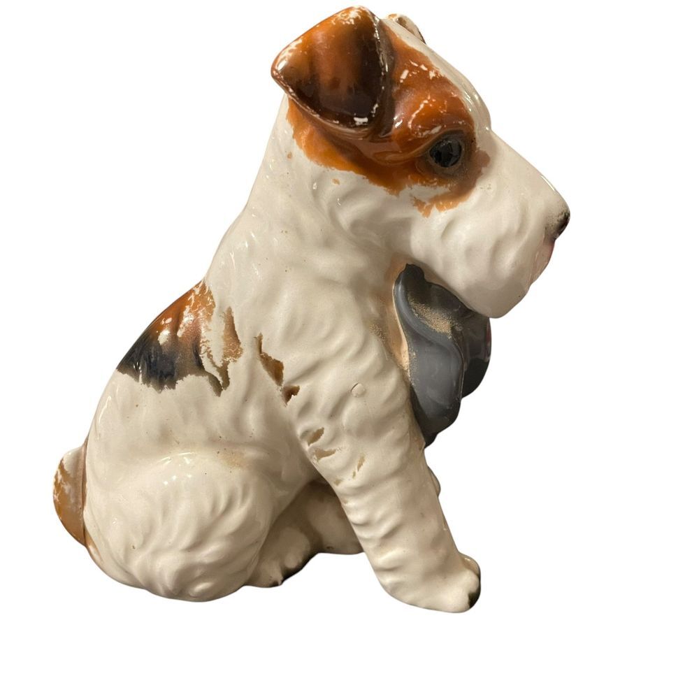 Vintage Terrier Dog Figurine Holding Hat Made In Japan - Picture 4 of 5